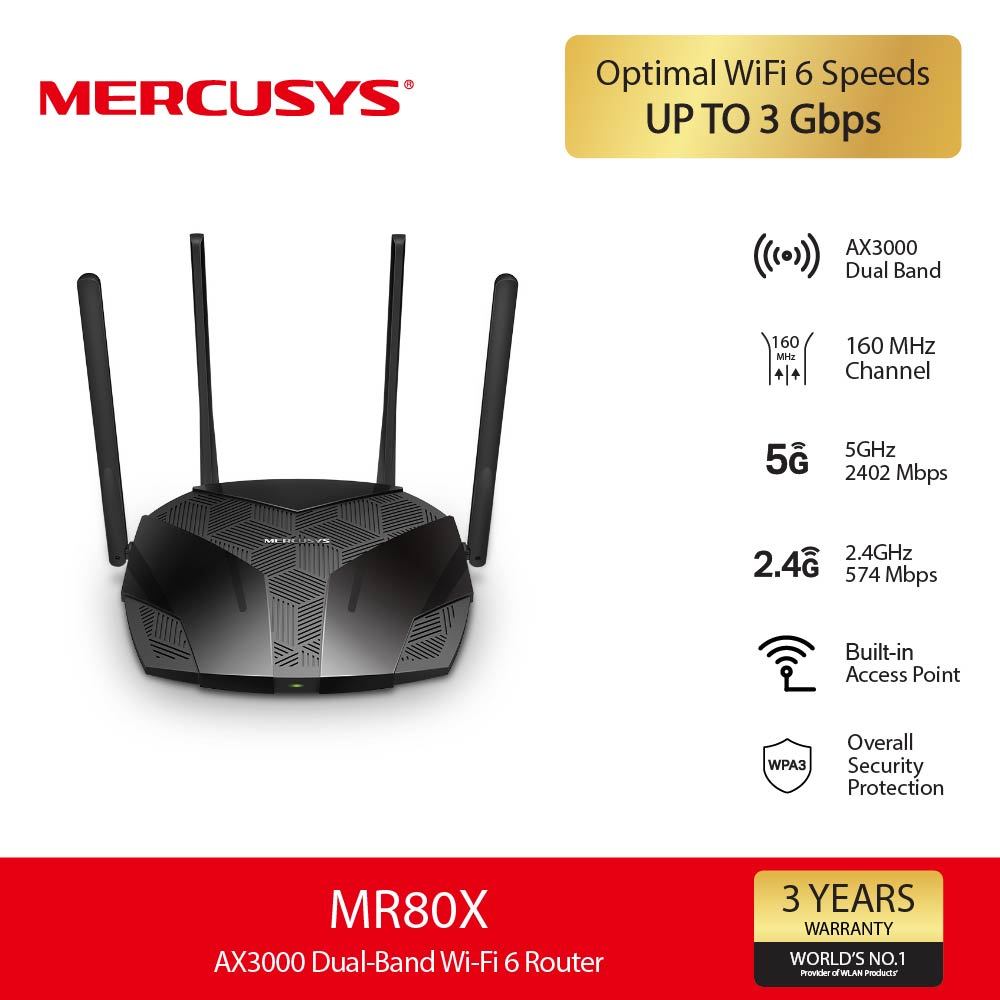 Mercusys MR80X AX3000 Dual-Band Wi-Fi 6 Router