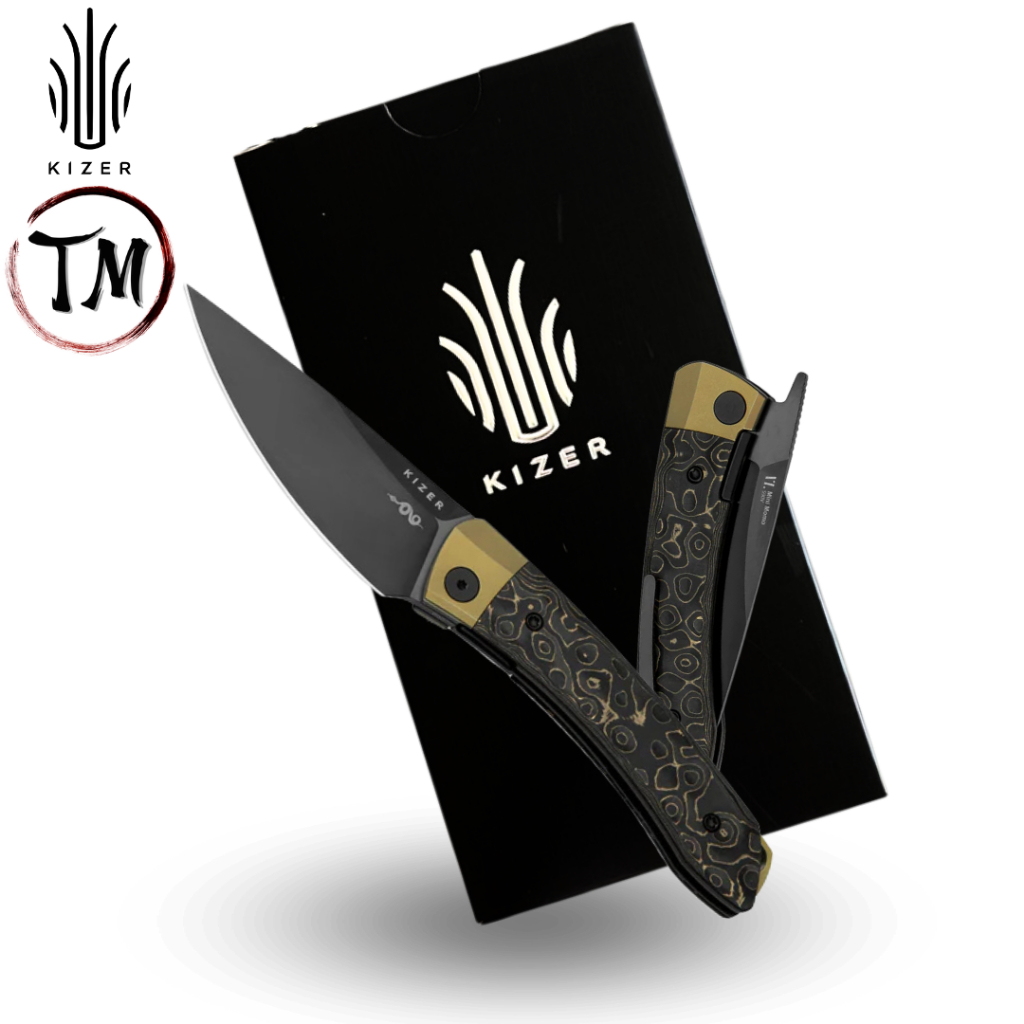 Kizer Mini MoMo มีดครัวพับ ระดับไฮเอนด์ ดีไซน์พิเศษ Year of the Snake เหล็กS90V เคลือบใบมีดDLCขัดเงา