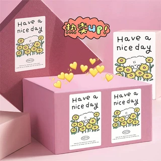 ( LY ) สติกเกอร์ปิดผนึกภาษาอังกฤษรูปสี่เหลี่ยม Good Day การ์ตูนสัตว์ พืช ดอกไม้ สติ๊กเกอร์ตกแต่งบรรจุภัณฑ์ของขวัญ