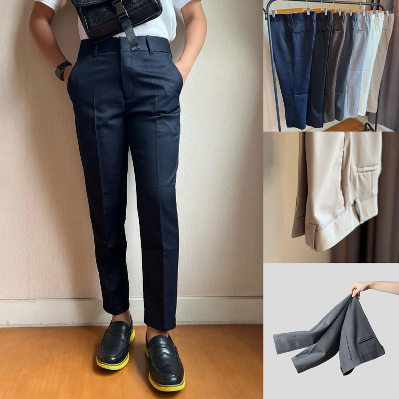 [CHARLIE SLACKS] กางแกงแสล็คขาเต่อ เนื้อผ้าชาลี 7 สี ยืดหยุ่นดี ใส่สบาย