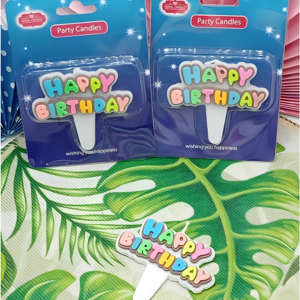 เทียนวันเกิดข้อความ HBD เทียนตกแต่งหน้าเค้ก