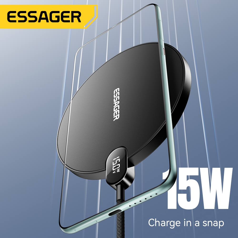 Essager แท่นชาร์จไร้สายแบบปรับอัตโนมัติพร้อมจอแสดงผลดิจิทัล 15/10/7W สำหรับโทรศัพท์มือถือและหูฟังไร้สาย - รูปที่ 2