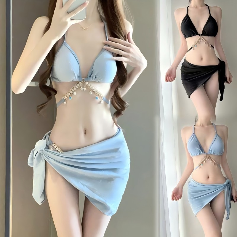 🌸Swift Bra🌸บิกินี่ 3 ชิ้น ชุดว่ายน้ำสำหรับผู้หญิง ดีไซน์สดน่ารักเซ็กซี่แบบใหม่ล่าสุด มีจี้ห้อย