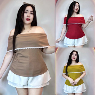 เสื้อสาวอวบอก 40-50ยาวตัวเกาะอก20  ถ้าวัดจากไหล่24ผ้าร้องแต่…