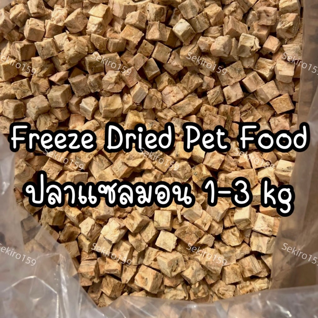 ฟรีซดราย แซลม่อนเม็ดเต๋า หอม สดใหม่ ขนาด 1-3 กิโล ขนมแมว ขนมหมา สุดคุ้ม Freeze Dried