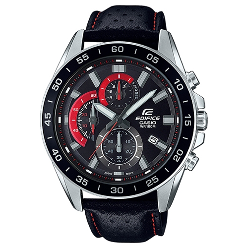 Edifice นาฬิกาข้อมือผู้ชาย สายหนัง สีดำ รุ่น EFV-550L,EFV-550L-1A