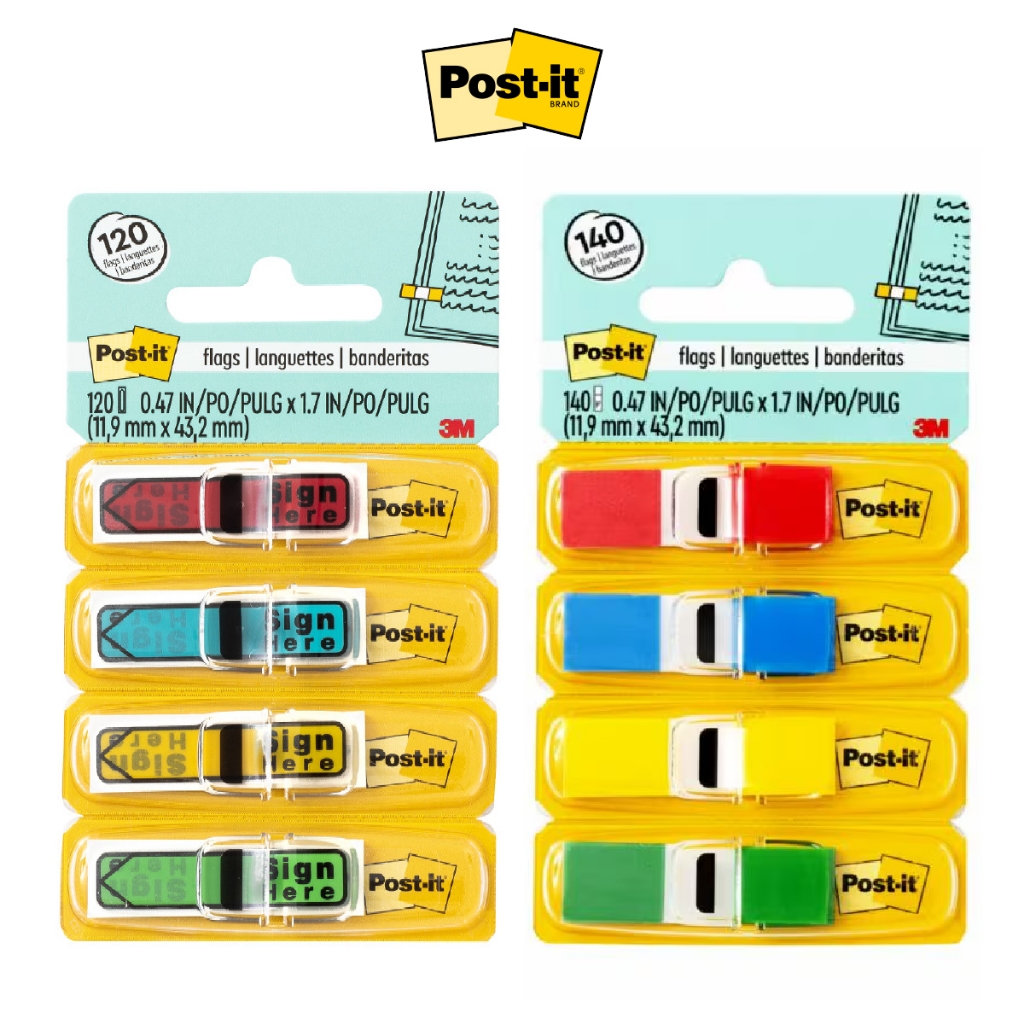 3M Post-it Flags โพส-อิท แฟล็กซ์ 0.47"×1.7" (684 , 683) สำหรับคั่นหน้า จัดหมวดหมู่ เขียนทับได้ [S24]