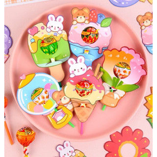 🇹🇭พร้อมส่ง🇹🇭 การ์ดตกแต่งอมยิ้ม ชุดดอกไม้&ขนมหวาน 🍧