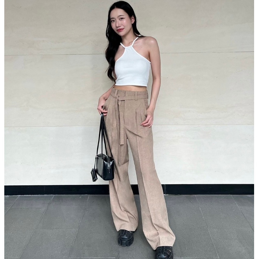 กางเกงขายาวผูกเชือก by hanamilin clothing