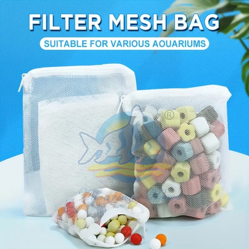 ถุงตาข่าย Filter Media Bag ถุงซิป มีซิปPVC ใส่หินพัมมิสรองพื้นตู้ปลา ใส่วัสดุกรองตู้ปลา