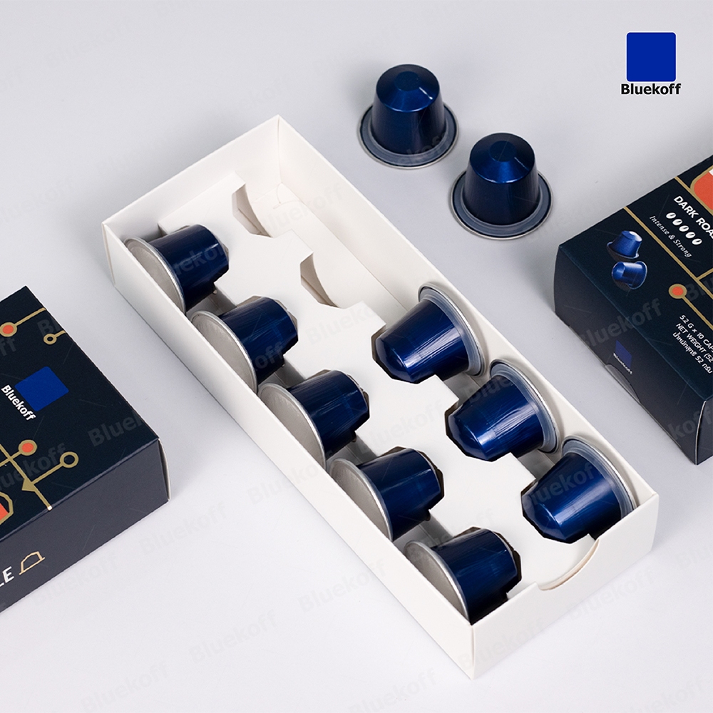 BLUEKOFF กาแฟแคปซูล อราบิก้า 100% THAI COFFEE CAPSULE DARK ROAST (คั่วเข้ม) (1กล่อง มี 10 แคปซูล)
