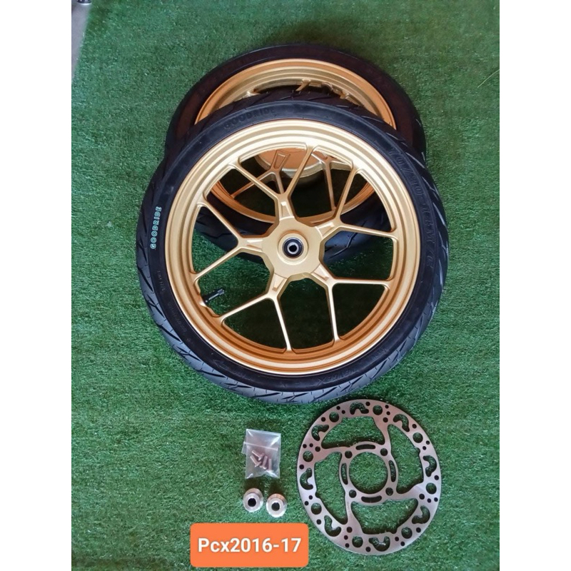 ชุดล้อคลิกแปลงPcx15-17สำหรับรถแปลงเรือนท้ายคลิกมาแล้วชุดพร้อมใส่ชุดแปลง+แม็ก+ยางหน้า-หลัง70/90/14-80/90/14