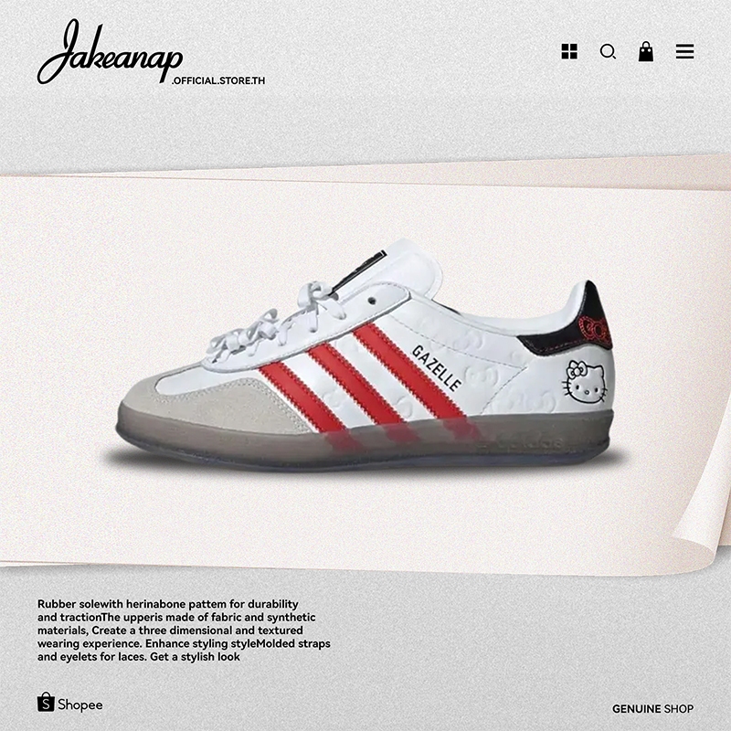 Hello Kitty x Adidas Originals Gazelle Indoor WHITE/RED/CORE BLACK II0013 [ ของแท้100% ]