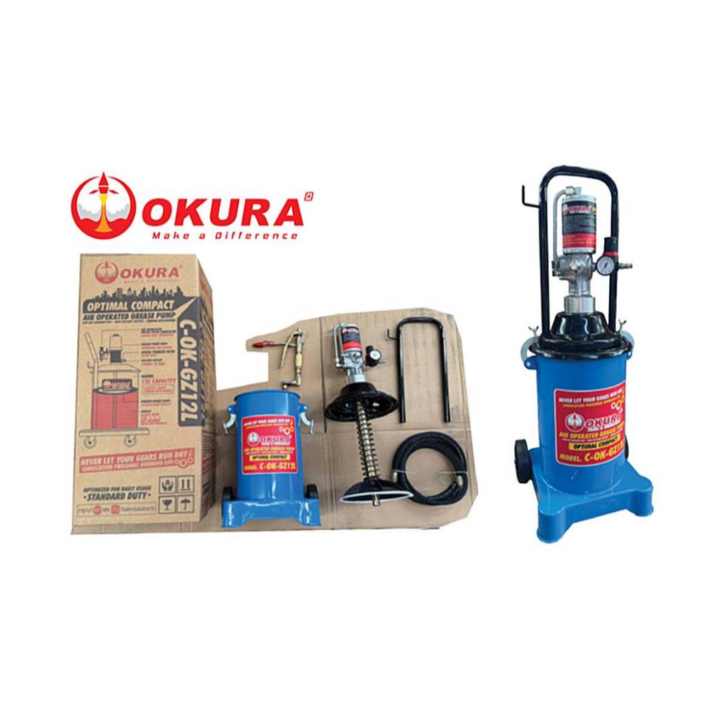 ถังอัดจาระบีใช้ลม AIR GREASE PUMP ยี่ห้อOKURA รุ่นC-OK-GZ12L