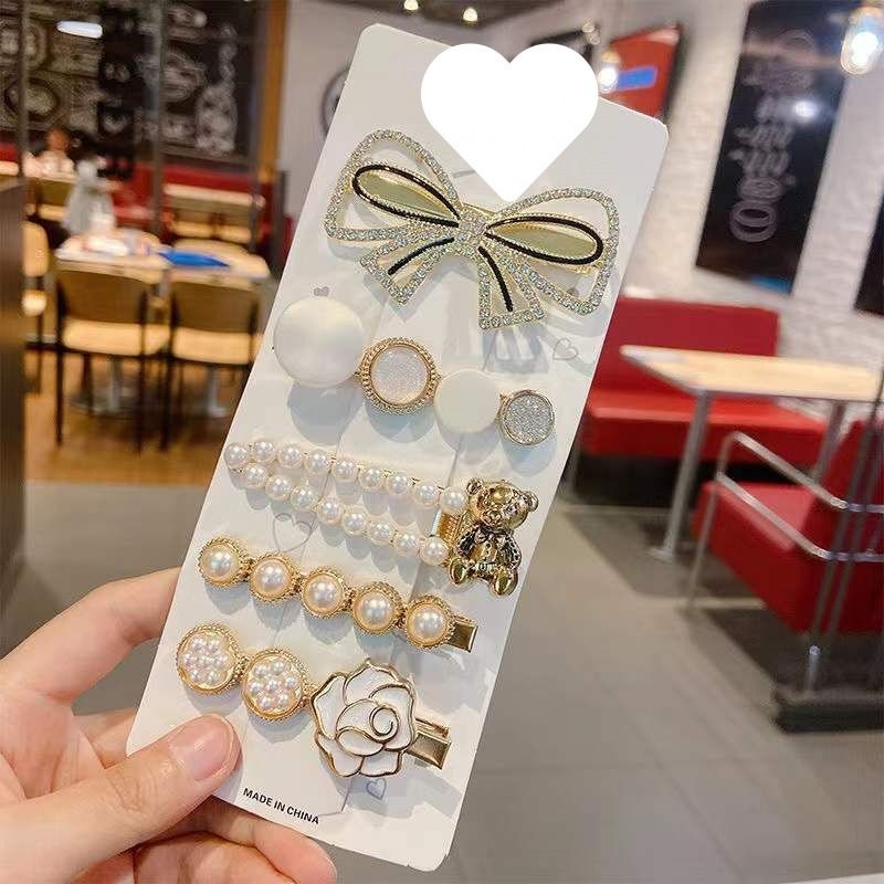 สินค้าพร้อมส่งในไทย  เซตเครื่องประดับ กำไล ทองเพชรมุก ลายหรูหรา กิ๊บ เครื่องประดับติดศรีษะ