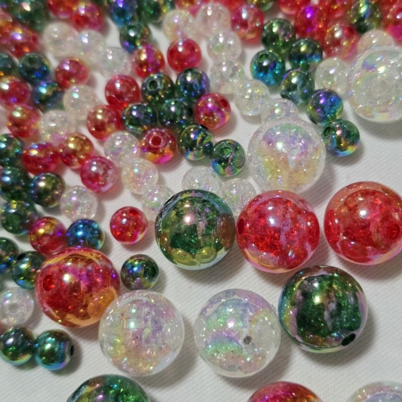 ลูกปัดเกล็ดหิมะ ลูกปัด คละสี โทนสีคริสต์มาสต์ DIY