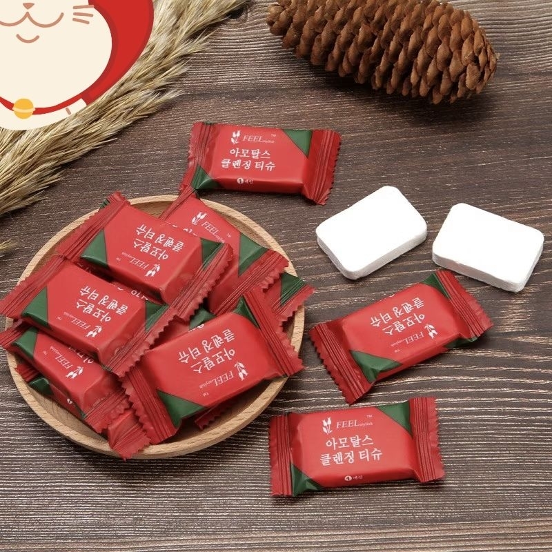 ผ้าอัดเม็ด 1ชิ้น สุ่มสี ชมพูและแดง ผ้าขนหนูอัดเม็ด ผ้าเช็ดตัวแบบพกพา Cottonแบบใช้แล้วทิ้ง ขนาด 20*22ซม