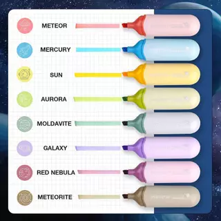 ปากกาเน้นข้อความ ตรา writech รุ่น 8154 หัวนุ่ม สีสวย 8 เฉดสี ดีไซน์นักบินอวกาศ ไฮไลท์สีพาสเทล สีสด