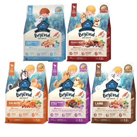Buzz Beyond - อาหารสุนัข 1kg.-1.2kg.บัซซ์ บียอนด์ กลูเตนฟรี สำหรับสุนัขโต ทุกสายพันธุ์*โปรดอ่านรายละเอียดก่อนสั่งซื้อ