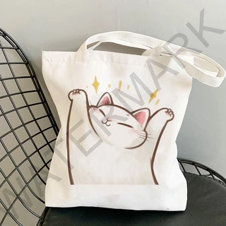 กระเป๋าผ้า มินิมอล 10 ลายแมว ขนาด 34*37cm Tote Bag TT-127