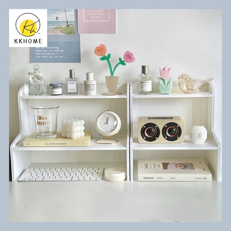 KKHOME ชั้นวางของ ชั้นวางเครื่องสําอาง 2 ชั้น เก็บของจุกจิก เครื่องสำอาง ชั้นวางหนังสือ