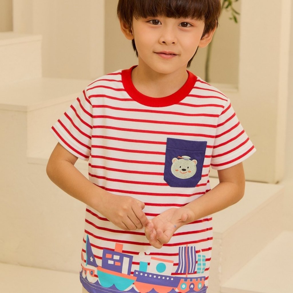 e'clat เสื้อยืด เสื้อเด็กผู้ชาย 1-6ปี มีกระดุมคอไหล่เฉพาะ12M-2Y ผ้าcotton100% ผ้ายืด เนื้อนิ่ม 9068