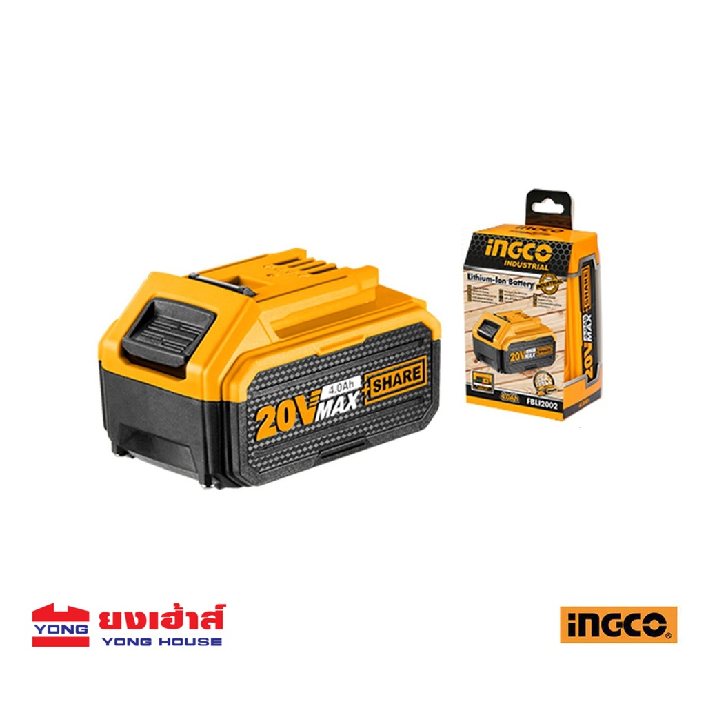 INGCO แบตเตอรี่ลิเธียมไอออน 12V 1.5Ah รุ่น FBLI12151 20V 2.0Ah FBLI20011 20V 4.0Ah FBLI2002