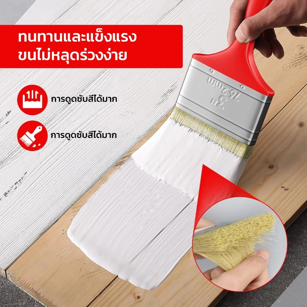 Mitsushi แปรงทาสีบ้าน แปรงแบน แปรงทาสี แปรงทาสีบ้าน 1-4นิ้ว  แปรงทาสีเกรดพรีเมี่ยม ขนนุ่มปานกลาง Paint brush thumbnail 4