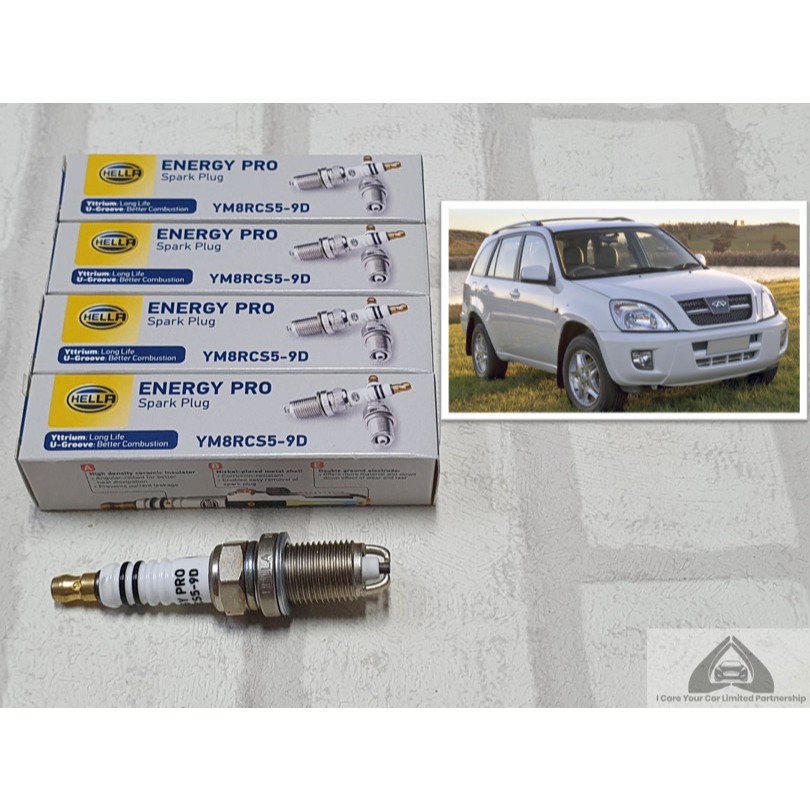 หัวเทียน Chery Tiggo 2.0 ( 2007 - 2014 ) ชนิดยิธเทรียม ระยะใช้งาน 40000 กม : Hella YM8RCS5-9D