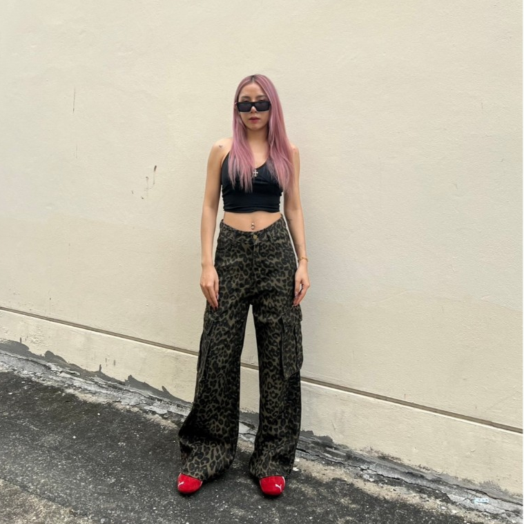 กางเกงยีนส์กระบอกทรงคาร์โก้ลายเสือ งานจริงสวยมาก