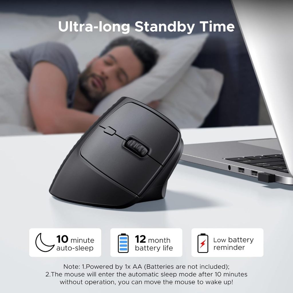 UGREEN เมาส์ไร้สาย Wireless Vertical Ergonomic mouse เมาส์เพื่อสุขภาพ เมาส์แนวตั้งไร้สาย รุ่น M571