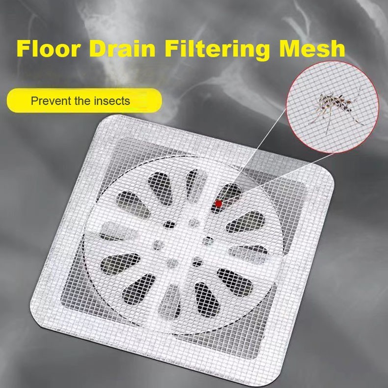 10 แผ่น ที่ปิดท่อ สติ๊กเกอร์ตาข่าย  ป้องกันแมลง ดักเศษผม  ตะแกรงกรองระบายน้ำ ป้องกันการอุดตัน - รูปที่ 2
