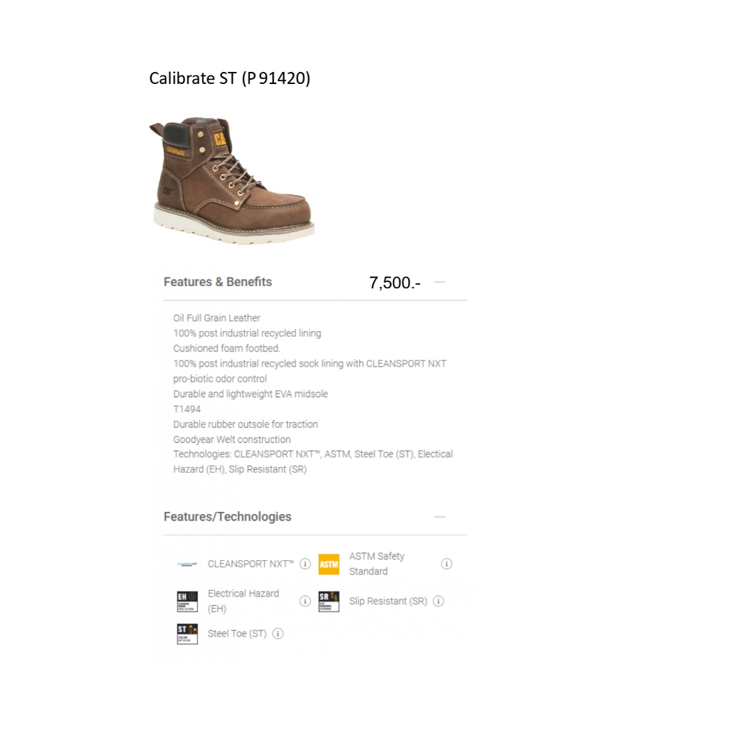 รองเท้า CATERPILLAR CALIBRATE Steel Toe P91420