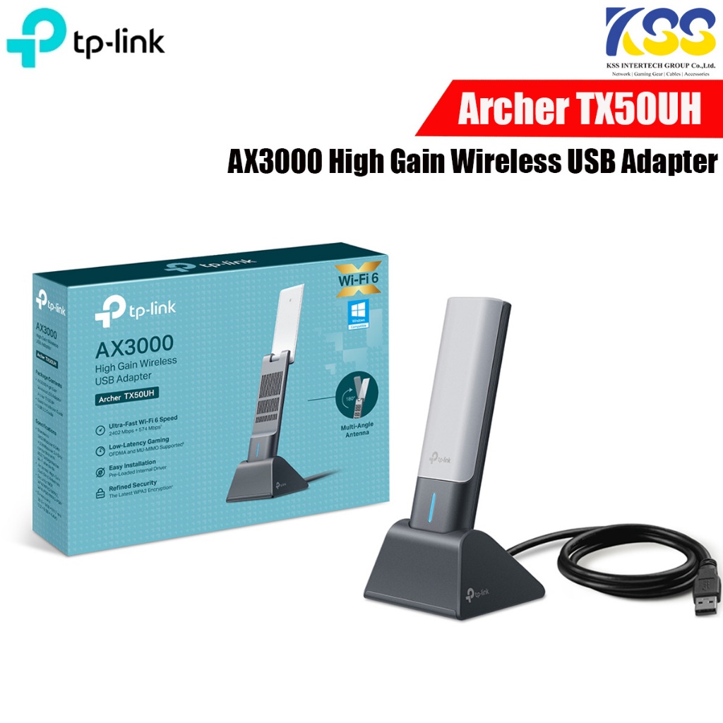 ยูเอสบีอะแดปเตอร์ไวไฟ6 TP-Link Archer TX50UH  WiFi6 AX3000 High Gain Wireless USB Adapter รับส่งข้อม