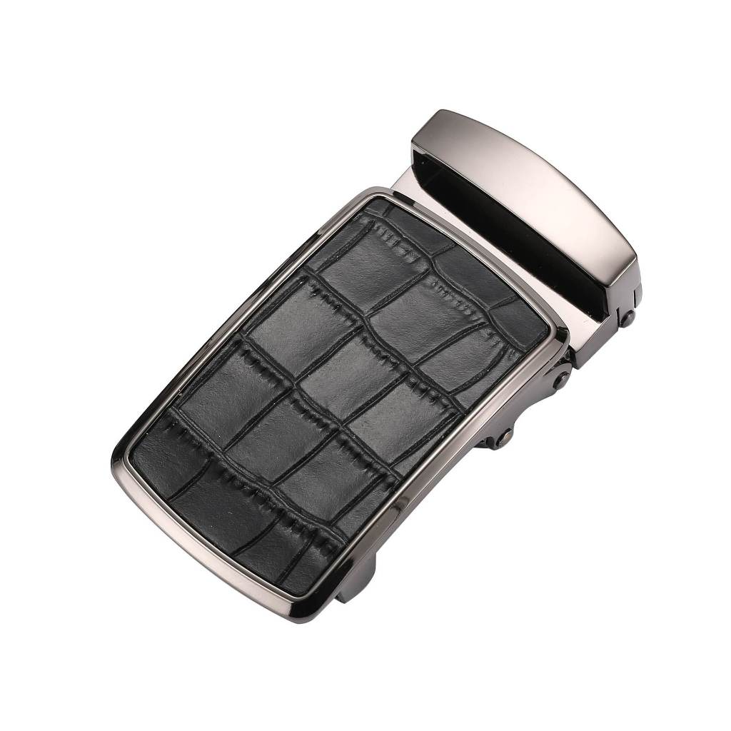 หัวเข็มขัดจระเข้ ออโต้ล็อค Auto Lock ปะหนังแท้ เหมาะสำหรับเข็มขัดที่มีความกว้าง 1.5" แบบไม่มีบันได