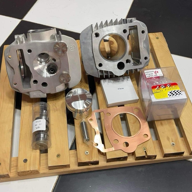 ชุด56-57มิล2วาล์ว เวฟ125rsxiบังลม ฝาวาล์ว28/24 ลูกLHKพร้อมปาดหัวหลบวาล์ว แคมแต่งตรงสเป็คพร้อมประเก็น