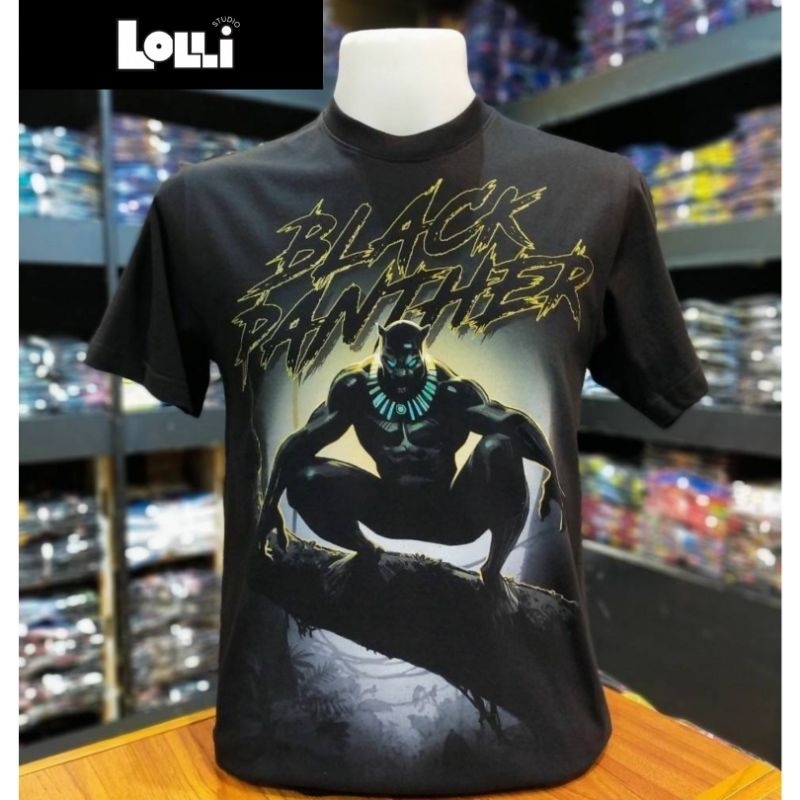 Lolli.studio เสื้อยืดลิขสิทธิ์แท้ MARVEL สีดำ ลาย Black Panther (MX-008)