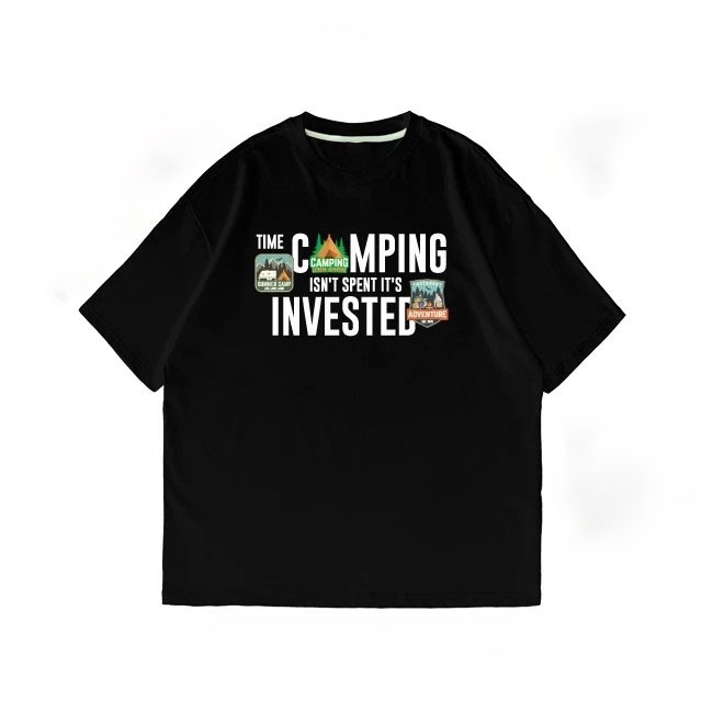 เสื้อยืด เสื้อยืดไซส์ใหญ่ รอบอก 7TCC ลาย Time Camping ผ้าคอตตอนแท้ สินค้าพร้อมส่งS-3XL