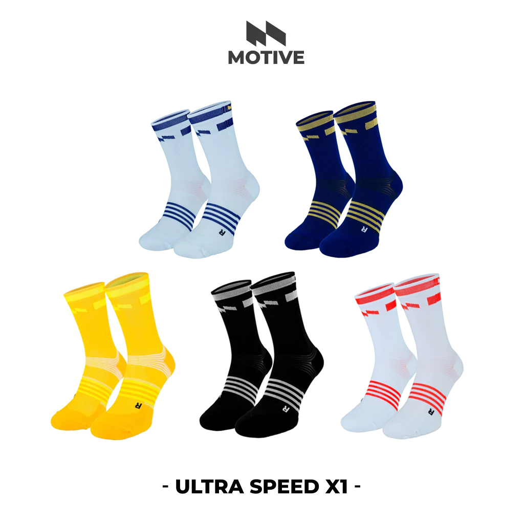 MOTIVE SOCK ถุงเท้าวิ่ง รุ่น ULTRA SPEED X1 - ระดับหน้าแข้ง ถุงเท้ากีฬา ถุงเท้าวิ่ง