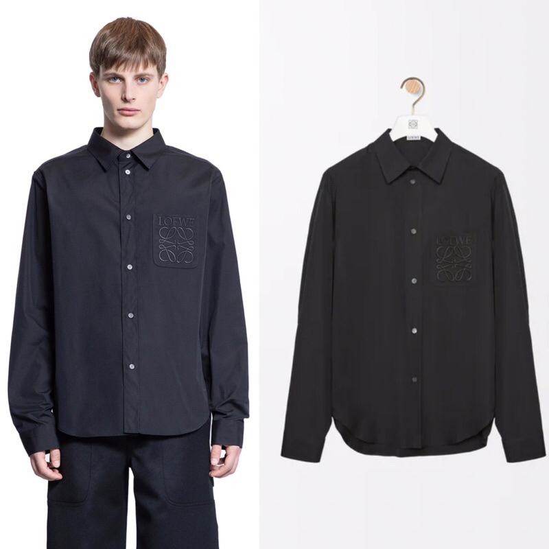 เสื้อเชิ๊ตแขนยาว Loewe Anagram Pocket Long-Sleeve Shirt (สีดำ)