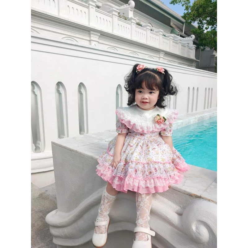 เดรสวินเทจ เทวิกา  พิกกี้พลอยชมพู  Tevika  being pickie ploy size100