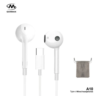 หูฟัง sanmax Typec A10 ชนิดใส่ในหู ใช้โดยตรงไม่ต้องใช้บลูทูธ สำหรับ ios Android （รับประกัน 12 เดือน）เสียงดี AAA