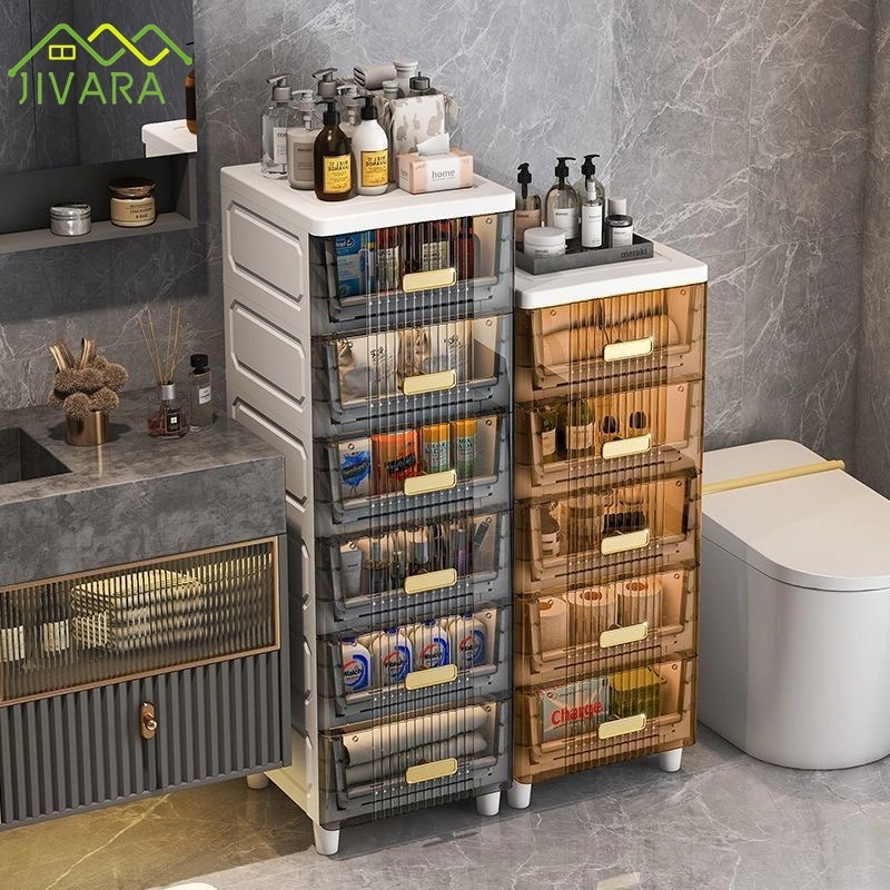 JIVARA กล่องเก็บของ ชั้นวางของในที่แคบ กันน้ำกันฝุ่น กล่องพลาสติกจัดเก็บเอนกประสงค์ กล่องเก็บของ