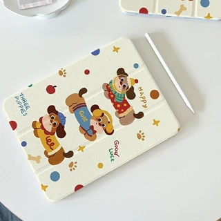 🪐24 ชั่วโมงเคส🪐case iPad Gen11 Air6 11 Air7 ที่ใส่ปากกา แอปเปิล ดัชชุนด์ เคสiPadหมุน 360° Gen9 MINI7