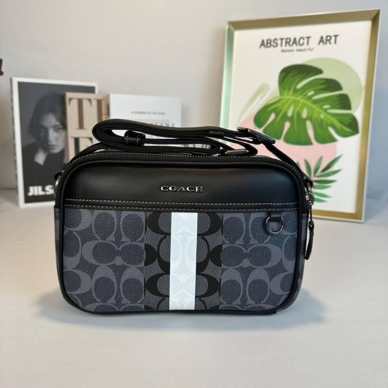 กระเป๋าสะพายข้าง Coach 💯 ผู้ชาย ใบเล็ก สีน้ำเงิน ฟ้า ขาว สุดเท่