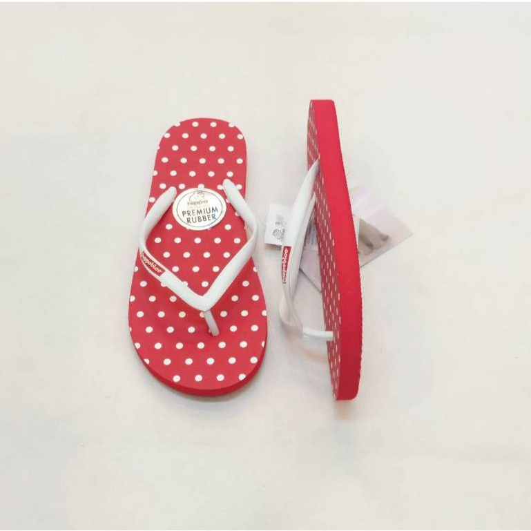รองเท้าแตะลายจุด Hippo Bloo สีแดงตัดขาว ทนสีสดใส 12 สี รองเท้าอยู่บ้าน sandals ฮิปโป บลู ราคา ถูกที่สุด ดีลบีเคเค แกลเลอรีภาพที่ 2