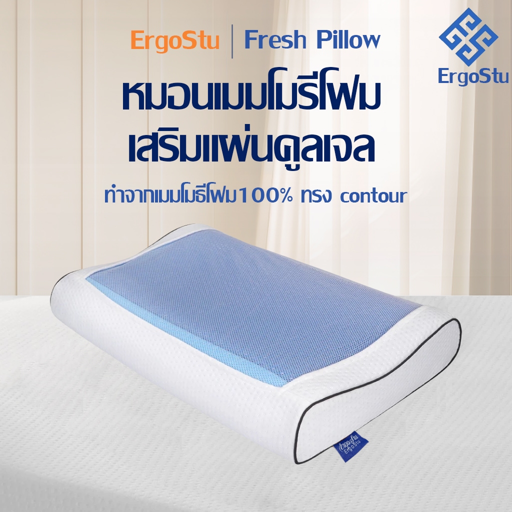 Morning Sleep หมอนเจลเพื่อสุขภาพ มี Cool Gel Pad ช่วยรองรับสรีระ ทรง Contourหมอนเมมโมรี่โฟม รุ่น Fre