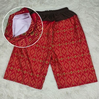 กางเกงผ้าถุงลายไทย เอวยาง มีกระเป๋าข้าง สีสวยผ้านิ่มใส่สบาย