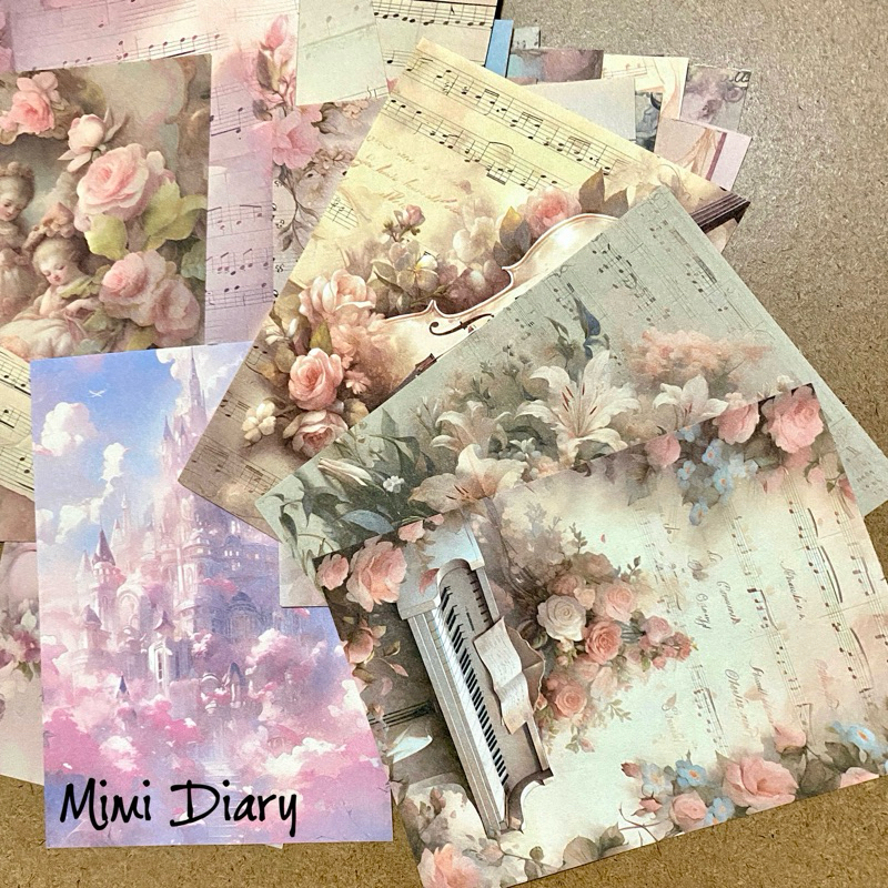 ‼️พร้อมส่ง‼️15แผ่น/แพค กระดาษ สไตล์วินเทจดอกไม้สวยหวาน สําหรับตกแต่งสมุดภาพ แพลนเนอร์ diy