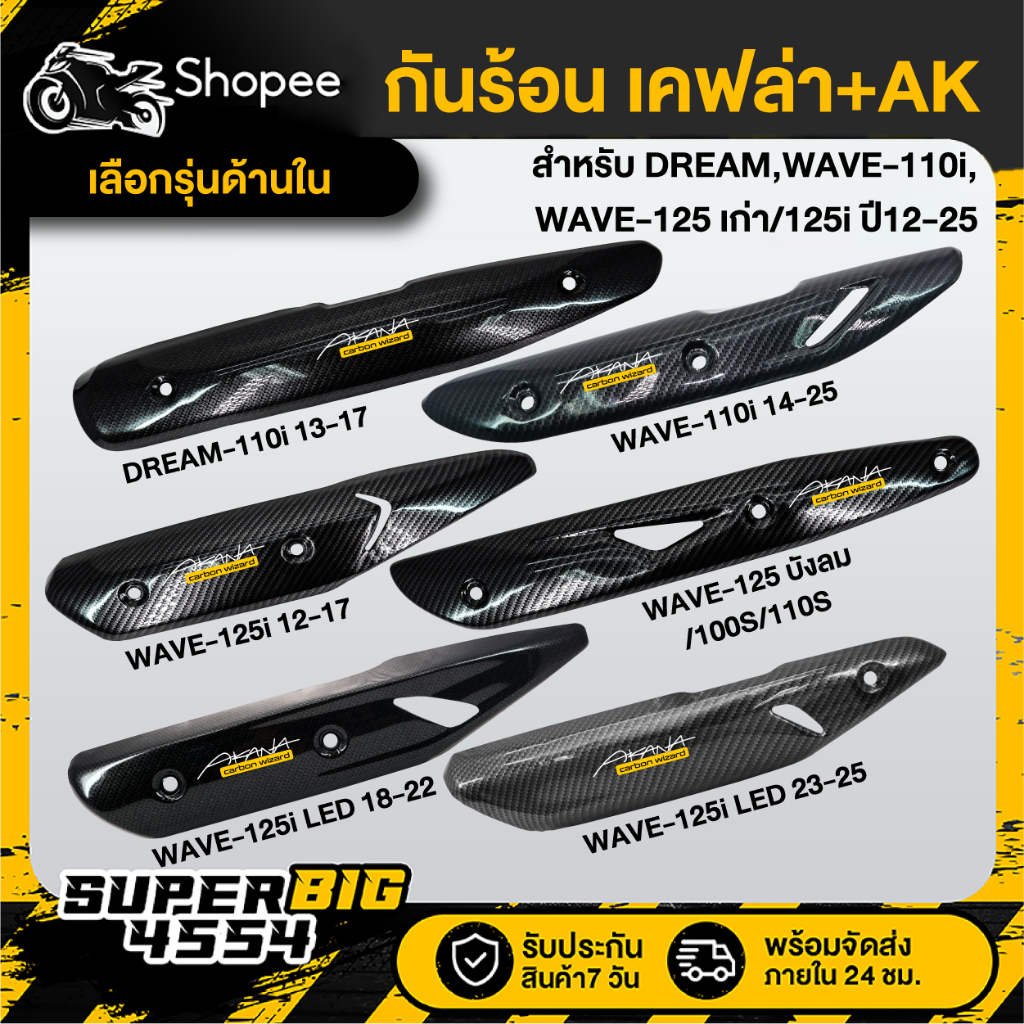 [เลือกรุ่นด้านใน] กันร้อน รวมเคฟล่า+AK รวมรุ่น DREAM SUPER CUB-110i ปี13-17, WAVE ทุกรุ่น